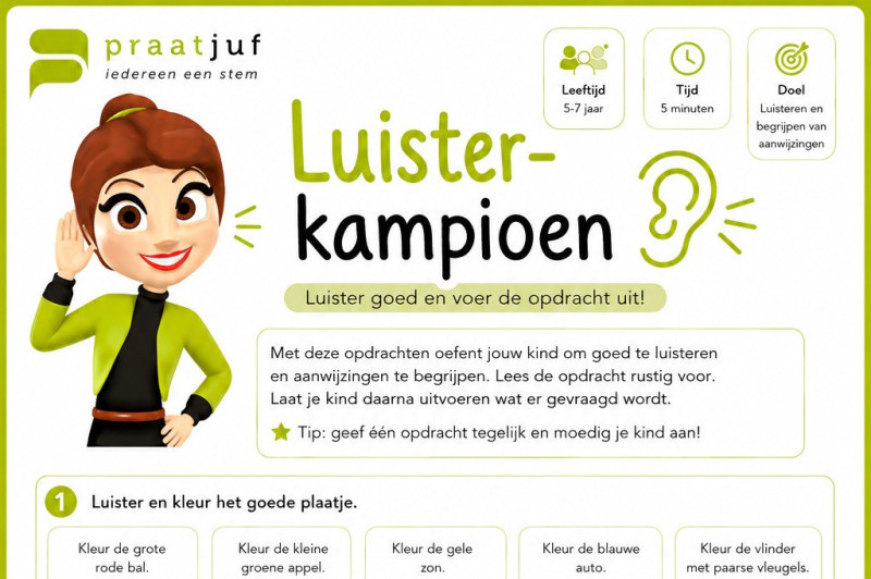 Gratis luisteroefeningen voor kinderen | Taalbegrip oefenen thuis